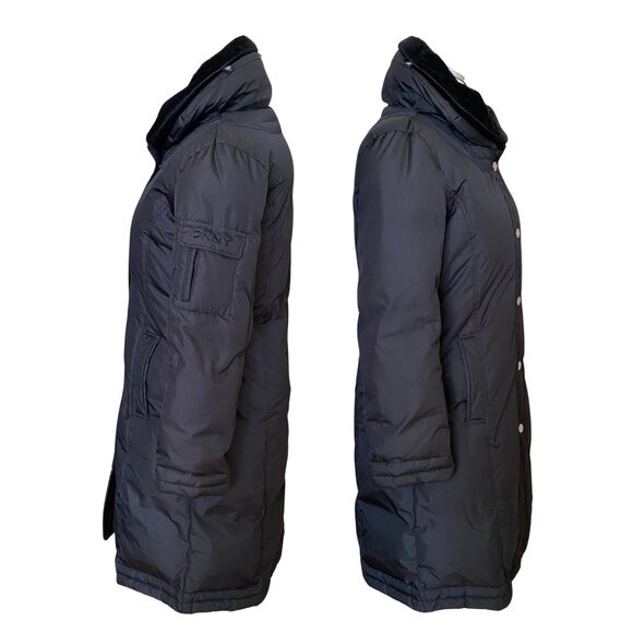 DKNY Black Hooded Puffer Coat - Size S - Preowned - Picture 5 of 12